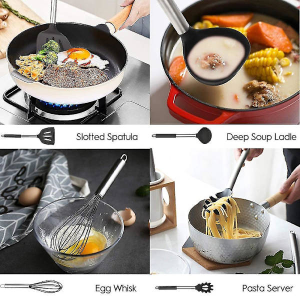 2 stk. Non-stick køkkengrej med rustfrit stål håndtag, bpa-fri varme