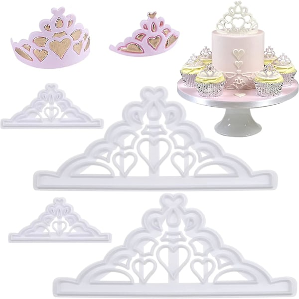 4 stk Krone Kakeformer Sett Tiara Fondant Kutter Krone Og Prinsesse Krone Form
