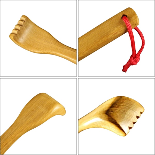 Trä Ryggkliare, Manuell Ryggmassager Lång Ryggkliare för Kroppsavslappning Lindrar Obehag Klåda (2 st)