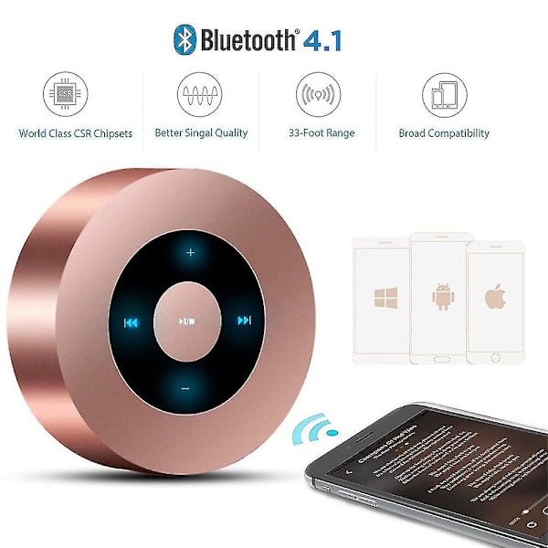 Langaton Bluetooth-kaiutin, pieni kannettava pyöreä kaiutin LED-valolla