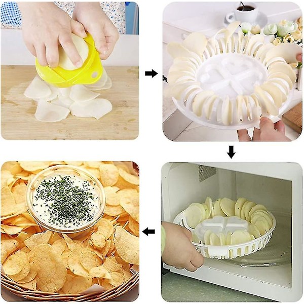 Mikrobølgeovn Kartofler Chips Maker, Slicer, Hurtig Skive Uniform Køkken Værktøj Kartofler Chips Producent Kit