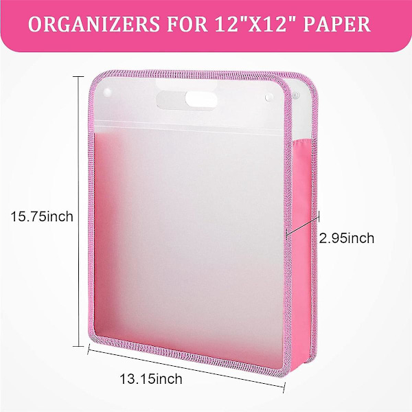 5-pack rosa skrappapper arrangör, rosa expanderande papper, bärbar skrappapper förvaring med rumpa