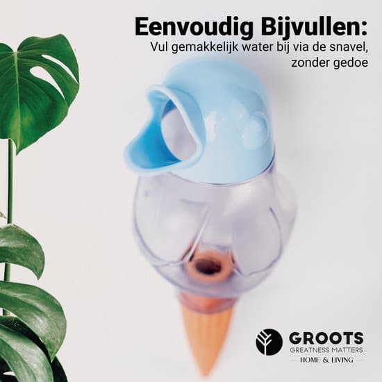 Fågelformade bevattningsglober set om 3 terrakotta självbevattningsspikar för krukväxter inomhus och utomhus blå