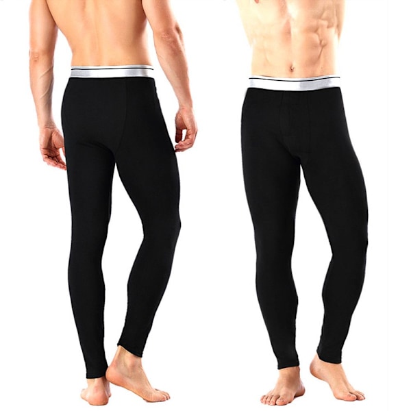 Termobyxor Herr Vinter Tjock Fleecefodrade Långa Varma Leggings Svart Black XL