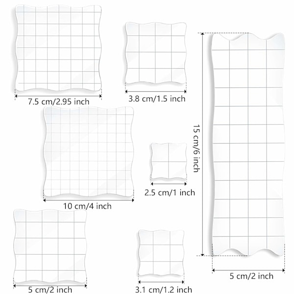 7 stk. Akryl Stempelblokke Sæt Klart Stempelblokke Værktøjer med Gitter og Greb, Dekorative Stempelblokke til Børns Scrapbooking