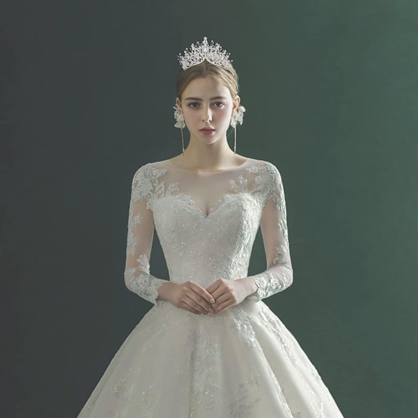 Barok Dronning Krone, Sliver Bryllupskrone og Tiara til Brud Håndlavet Prinsesse Krystal Rhinestone Pandebånd Tiaraer til Kvinder