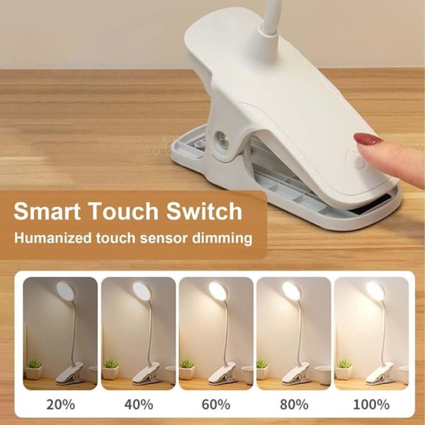 USB LED Nattbordslampe Clip-on Berøringskontroll 3 Lysmoduser med Clip-on Øyebeskyttelse