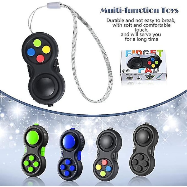 4 stk. Fidget Game Controller Pad, Nøglering Fidget Til Voksne Teenagere, Angst Og Stress Relief Sensorisk Legetøj