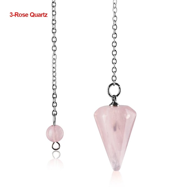 Luonnon parantava jalokiviriipus korut Reiki pyramidi kuusikulmainen heiluri ketjuriipus Amul 3-Rose Quartz