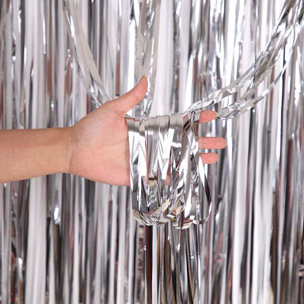 4 kpl Foliohuoneverhot Joulujuhlat Koristeet - Metalliset Tinsel Photo Booth Tausta Juhlat Höyrylaiva Verhot