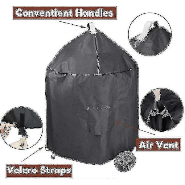 Vandtæt grillovertræk 600D polyester UV-resistent til 57 cm Weber kuglegrill og Sunlifer kulgrill sort