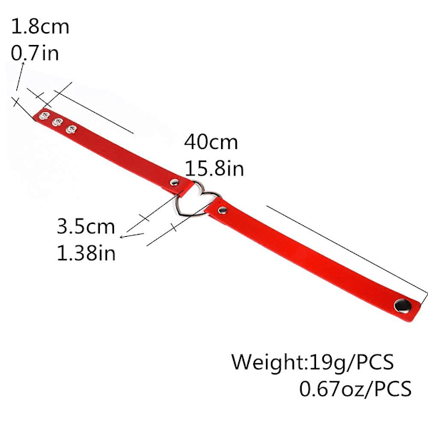 Hjerte skinnkjede mykt PU-halsbånd for kvinner menn jenter justerbart hjerte skinnkjede goth mykt -2stk