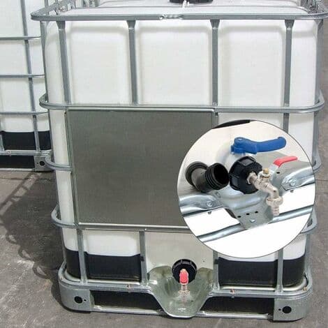 IBC-aftapningsadapter til messinghavehane med slangeforbindelse, 1000 liters tankforbindelse 12,7 mm