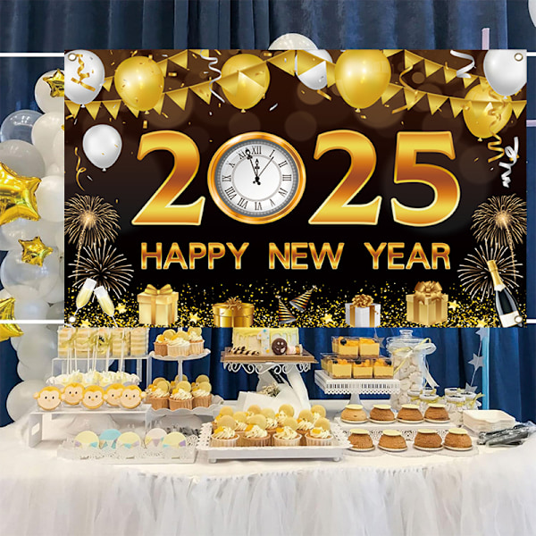 Musta Kulta Onnellinen Uusivuosi Valokuva Tausta Kulta 2025 Tausta Uuden Vuoden Juhla Perheloma