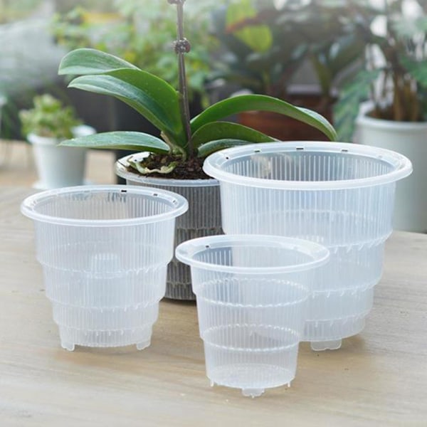 Phalaenopsis rotkontrollerad blomkruka transparent andningsbar hartsväxtkruka för trädgårdsdekoration