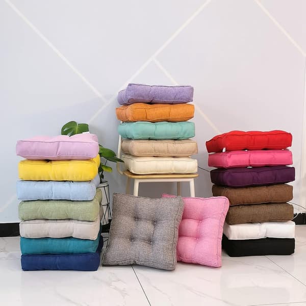 Setepute, tykt polstret polyester med PP-bomullsfyll, for spisestoler, benker og gulv, rosa, 45 x 45 x 10 cm