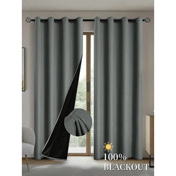 Mörkläggningsgardin med isolerande foder i polyester för vardagsrum sovrum kök mörkgrå 100 x 160 cm 1 st dark grey 100X160CM 1PCS&Grommet Top