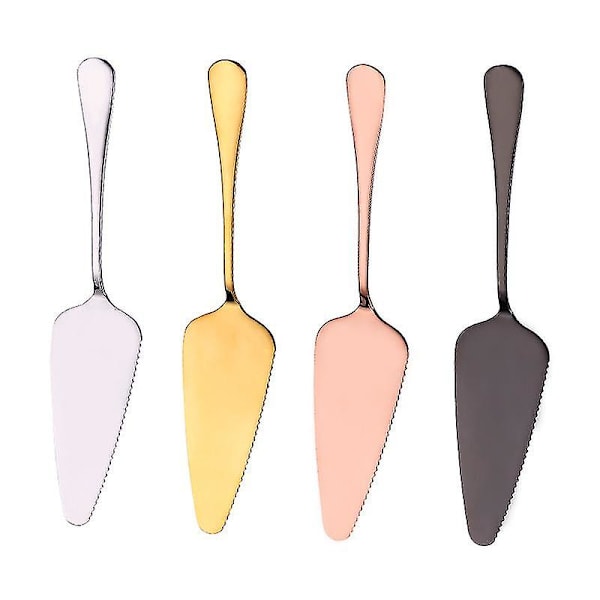 Kaktårtor, pizzaskärspade, tårtsspade och pajservering, rostfri tårtsspade med fin sågtandad kant, för kök, (3 st, silver