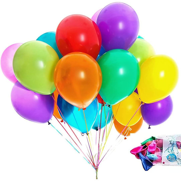 Regnbågsballonger 100-pack, 10 tum 12 färger, ballonger för barnkalas, bröllop, årsdagar och fester