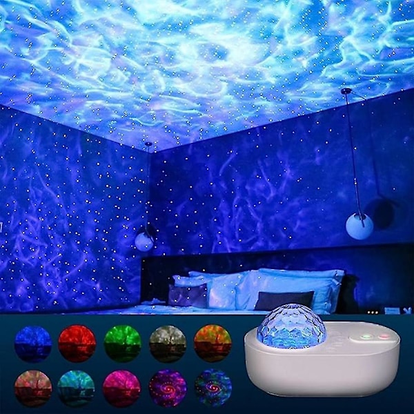Stjerneprojektor Galaxy Light, galakseprojektor med LED-tåge, 5 hvide støjfunktioner, seje ting til værelse, soveværelse, fest, hjem, æstetisk indretning, lysprojektor