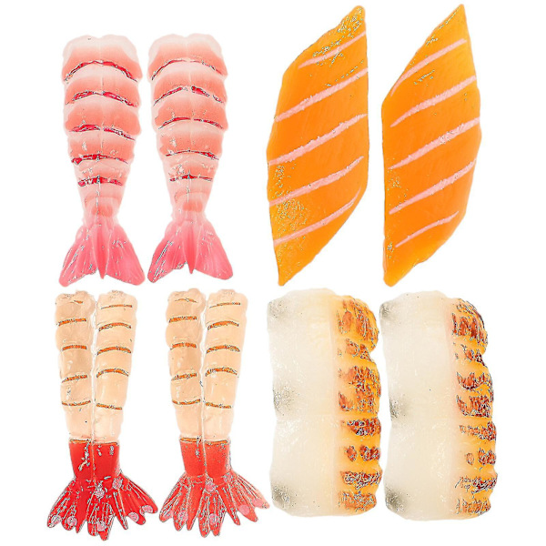 8 st konstgjord sushi falsk mat simulering realistisk nigiri falska laxskivor