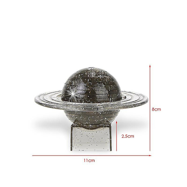 Saturn-formet 3D-krystalpuslespil, gennemsigtigt gør-det-selv-blokpuslespil, gave, kontorbordlegetøj til voksne og børn (1 stk., grå)