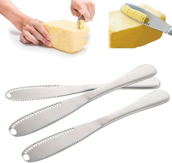 Sæt med 3 smørknive i rustfrit stål