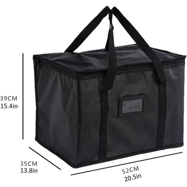 Isolerad kylväska 50L med aluminiumfoder och vattentätt vävt tyg för matleverans picknick camping svart