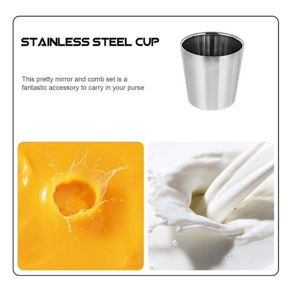 4 stk. rustfrit 180 ml multifunktions kaffekopper i rustfrit stål (sølv)
