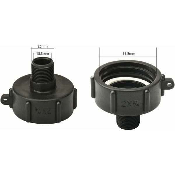 IBC adapter S60 skrueforbindelse til IBC vandtank 2 tommer til 3/4 tommer (1 stk)