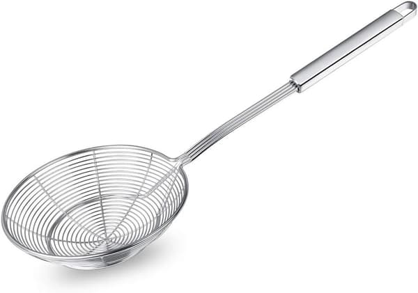 Hullsleiv, 304 rustfritt ståltrådsil, tåler oppvaskmaskin, for steking av pasta, grønnsaker og poteter, sølv