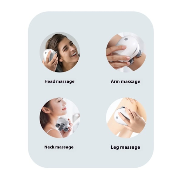 Hvid elektrisk hovedbundsmassager med 4 aftagelige massagekløer Lymfatisk massage Håndholdt massager（11 * 9,5 * 7cm）