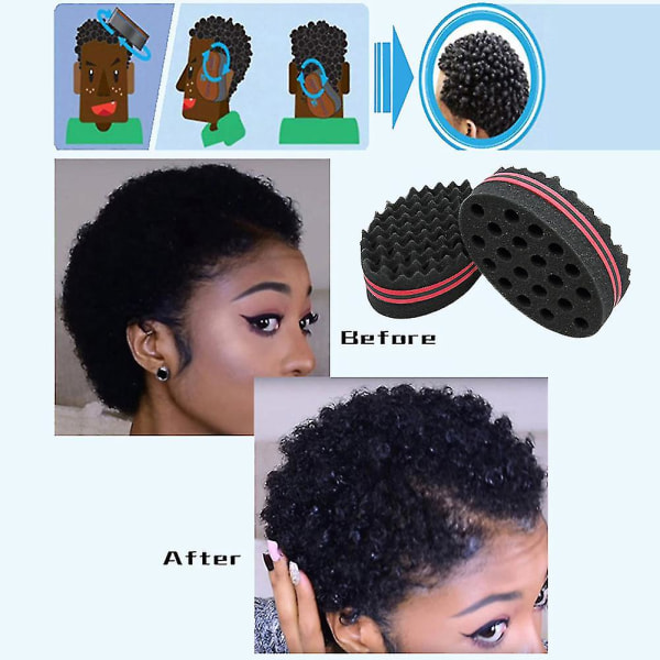 2 st Afro Big Holes Hår Svamp Borste Twist Professionell Hemma Curling