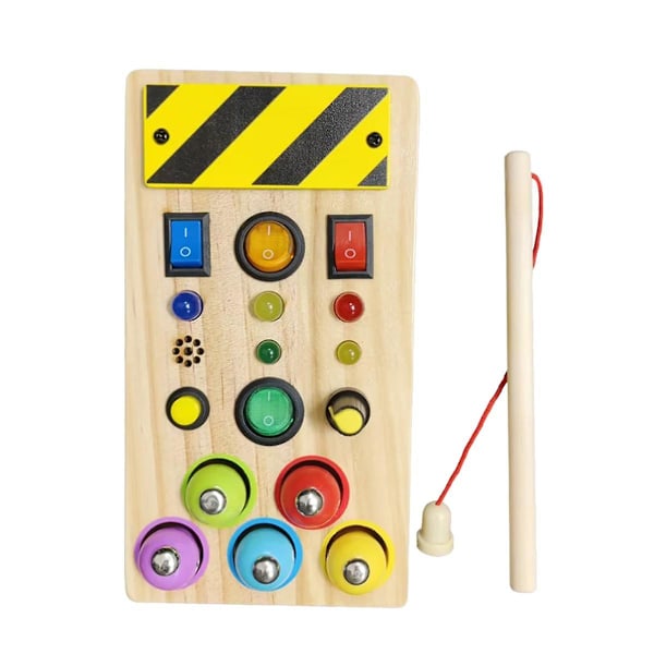 Fiske Baby Trä Busy Board Med Led Ljus Sensoriska Pedagogiska Leksaker För Småbarn 1-3y Växla Swi