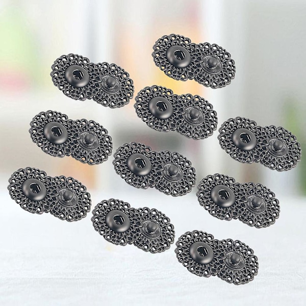 10 stk 25mm hule metallknapper Snøflakformede knapper Festemidler Trykknapp DIY sytilbehør (svart)