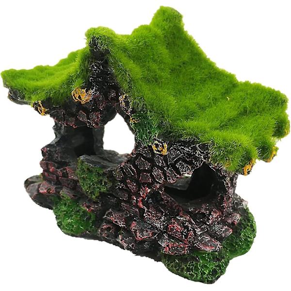 Akvarium Harpikshus, Akvarium Ornamenter, Flocking Moss Skjulested Harpiks Skulptur