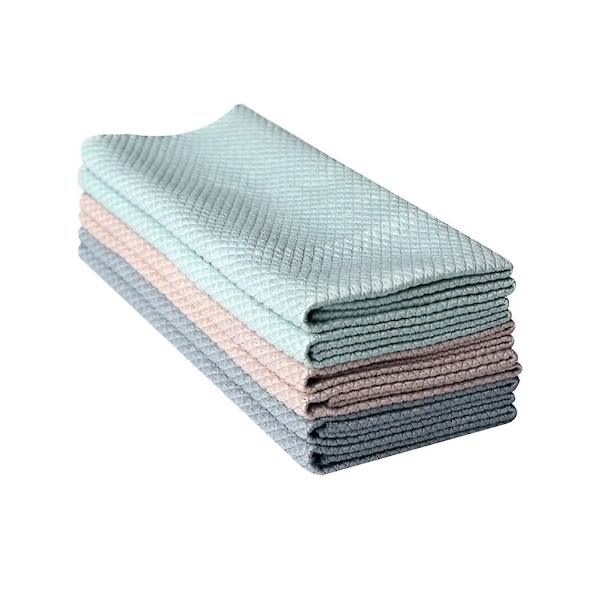 6 st glasstorkningsdukar fiskfjälldesign tyg dammrengöring handduk vattenabsorptionstyg för kök (slumpmässig färg)