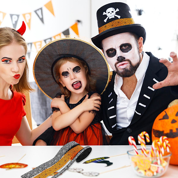 3 rullar 5 yards Halloween spindelnät band presentförpackningsband grosgrainband