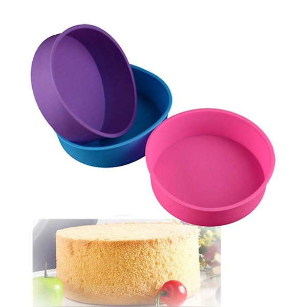 Bage silikone lille rund kageform bageform BPA-fri non-stick bageform (lille, tilfældig farve)