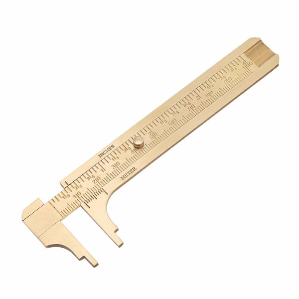 Skydelæser Vernier Skydelæser Lineal, Dobbelt Skala Vernier Skydelæser Solid Messing Skydelæser, mm/tomme Praktisk Skydelæser Lineal
