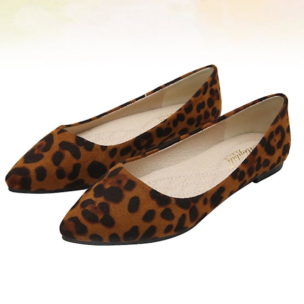 Moderne Leopard Sko Flade Sko Spidse Sko Fritid til Kvinder Damer (Brun Leopard, Størrelse 39)