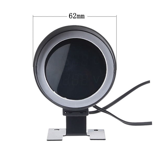 Rund LED digital bil lastebil vann temp måler temperatur sensor temperatura voltmeter volt spenningsmåler 2 i 1