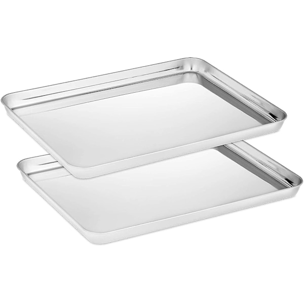 Bakplåt set om 2, rostfritt stål ugnsplåt, liten+medium