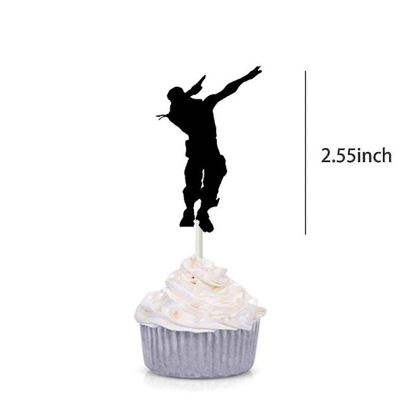 12 stk kakepynt til bursdagsfestdekorasjon Street Dance Boy Shape Cake Toppers(svart)
