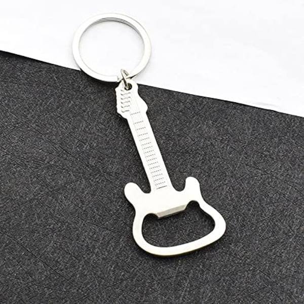 Øl Flaskeåbner Nøglering, Kreativ Guitar Nøglering til Øl Dåse Flaskeåbner Køkken Tilbehør, Multifunktionel Nøglering