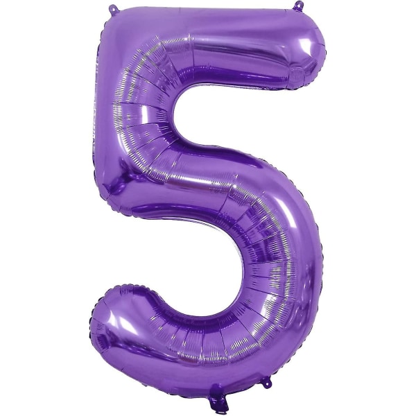 40 tuuman foliopallonit Suuret helium-syntymäpäivänumeropallon juhlakoristeet (violetti, numero 5