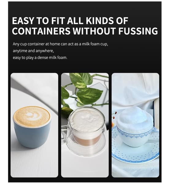 Melkeskummer og elektrisk visp, egnet for kaffe og matcha.