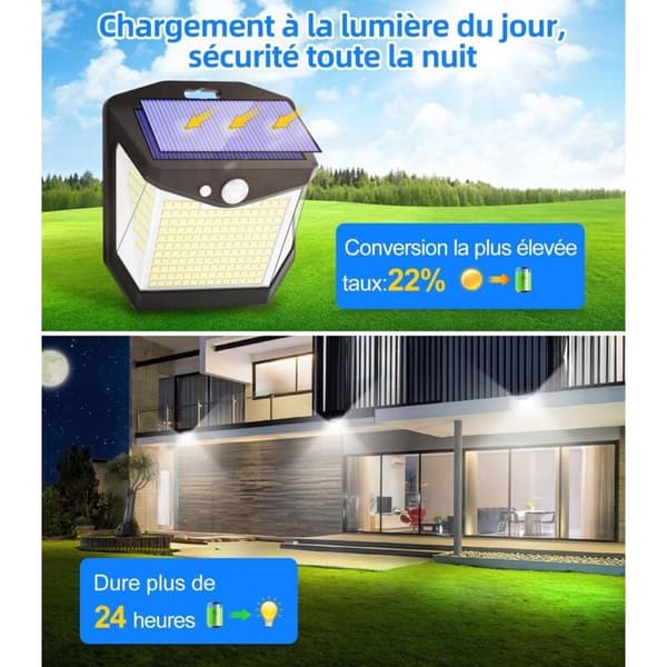 Solarlampa Utomhus 248 LED Rörelsesensor Strålkastare IP65 Vattentät 2-pack