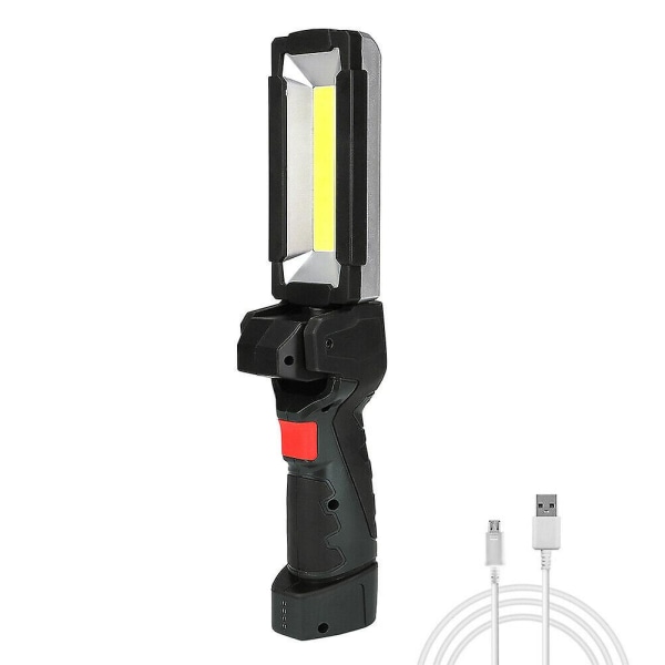 Usb Rechargeable Cob Led Slim Work Light Lamp Flashlight Inspect Folding Torch