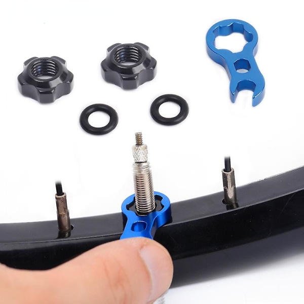 Bike Gas Air Nozzle Tire Valve Core Nut Screw With  Wrench Extension Rod Bicycle Tire Repair Kits